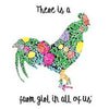 Tin Metal Sign,  There's A Farm Girl In All Of Us, Floral Rooster, 12 x 16-In.