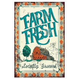 Tin Metal Sign,  Farm Fresh, Locally Grown, 12 x 16-In.