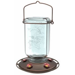 Hummingbird Feeder, Clear Mason Jar, 25-oz.